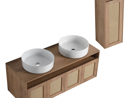 Bathroom Vanity With Art Sink And Side Cabinet, Float Mounting Design