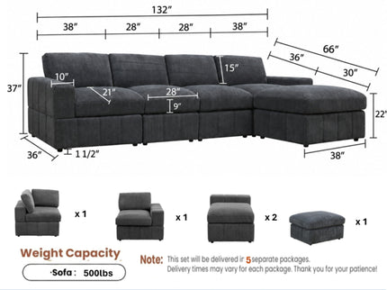 Modular Sectional Sofa, Reversible Set