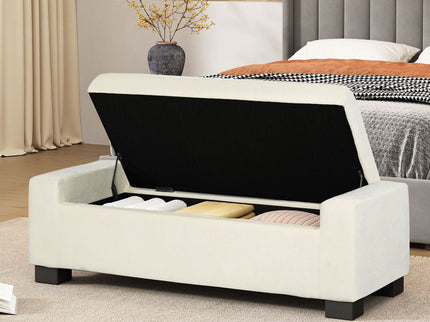 Textured Fabric Ottoman Bench With Hinged Lid