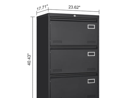 Filing Cabinet Lateral File Cabinet 3 Drawer, Locking Metal File Cabinets Three Drawer, Office Filing Cabinet With Lock Drawers For Home Office