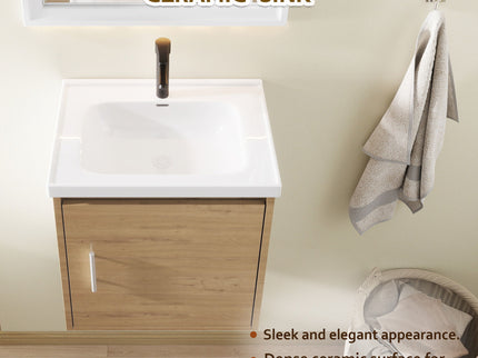 Floating Bathroom Vanity Combo, Wall Mounted Cabinet With Sink & Soft Close Doors For Small Bathrooms