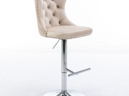 Swivel Barstools Adjusatble Seat Height From 25-33", Modern Upholstered Base Bar Stools With Backs Comfortable Tufted For Home Pub And Kitchen Island (Set of 2)