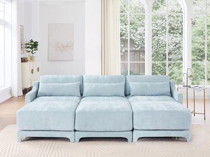 Stylish Sofa With Ottoman And Lumbar Pillows, Ergonomic Design