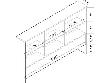 Bookcase Headboard 6 Shelves 3 Shelves Adjustable Top Panel Rounded Corners