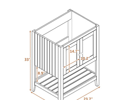 Bathroom Vanity Base Only, Soild Wood Frame, Bathroom Storage Cabinet With Doors And Open Shelf