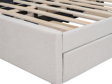 Upholstered Platform Bed With Drawers, Classic Headboard Design