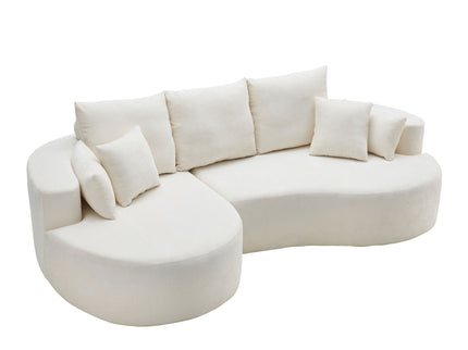 2 Piece Fabric Cloud Curved Sectional Sofa With Chaise For Living Room