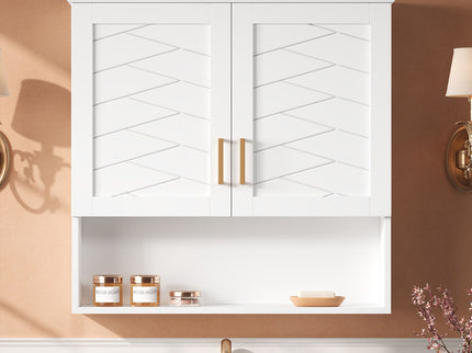 30" Bathroom Cabinet With Adjustable Shelf, Wall Mounted Medicine Cabinet - White