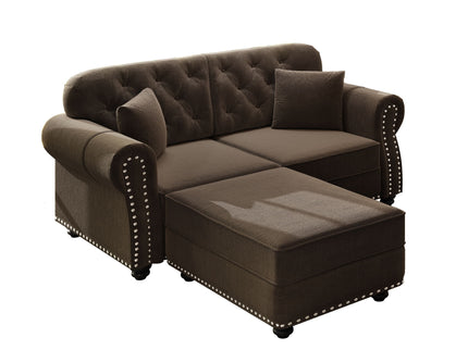 Upholstered Sofa Set With Nailhead Trim And Rolled Armrests, Includes Pillows