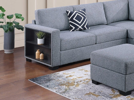Contemporary Sectional Sofa 4 Piece Set With Built In Shelves L - Shaped Design