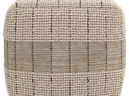 Elmer - Square Woven Pouf - Natural / Gray