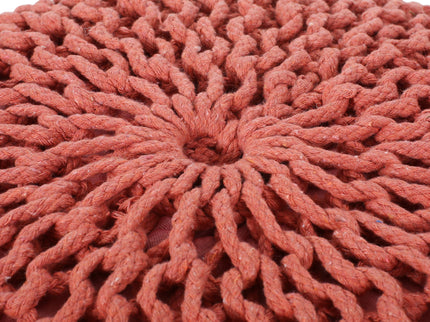 Bordeaux - Knitted Round Pouf Ottoman, Floor Cushion