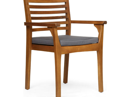 Outdoor Dining Chair With Slat Back And Acacia Wood Frame (Set of 2) - Gray / Teak