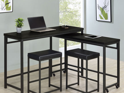 Klekner - 4 Piece Counter Height Table Set With Nesting Tables And Backless Stools - Charcoal