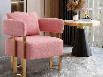 Modern Decorative Chair Teddy Fleece Upholstered And Metal Foot