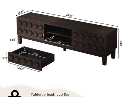 Media Console With 4 Drawers And Cable Management