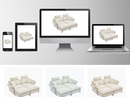 Modern Deep Seat Sectional Sofa With Ottoman