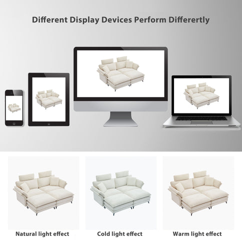 Modern Deep Seat Sectional Sofa With Ottoman