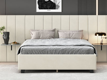 Upholstered Platform Bed With Big Headboard