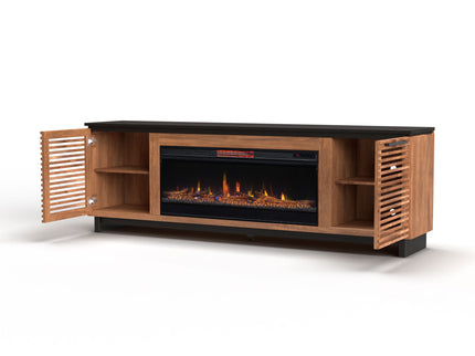 Fireplace TV Stand Console For TVs Up To 100" - Black / Bourbon