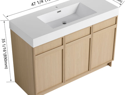 Freestanding Bathroom Vanity With Resin Sink & Soft Close Cabinet Doors