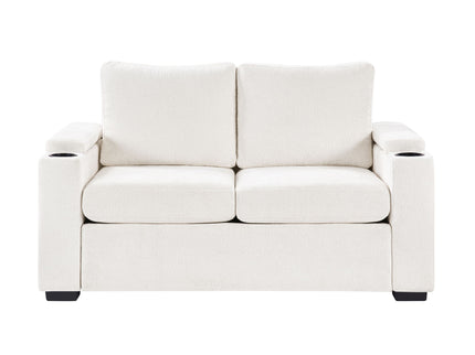 Pull Out Sofa Bed Loveseat With Twin Mattress, Cup Holders And Arm Storage