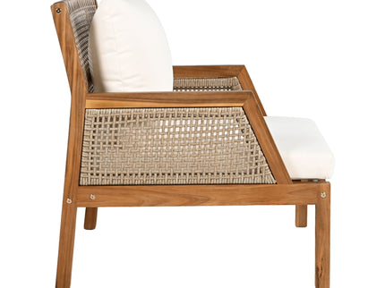 Acacia Wood Patio Furniture Club Chair, Outdoor Wicker Armchair, Deep Seating With Soft Cushions For Porch - Teak / Mix Brown