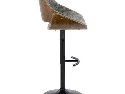 Fabrizzi - Mid Century Modern Adjustable BarStool With Rounded T Footrest (Set of 2)
