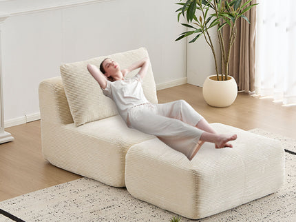 Single Chaise Longue With Movable Ottoman For Living Room