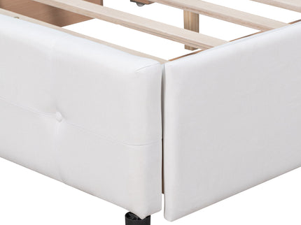 Upholstered Platform Bed With Classic Headboard And Drawers, No Box Spring Needed