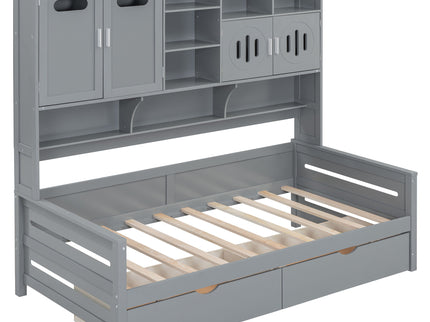 Daybed With All-In-One Cabinet And Shelf