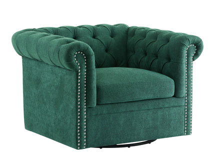 Chesterfield Style Swivel Club Chair With Button Tufted