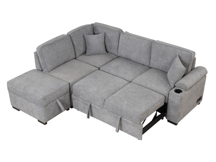 Sleeper Sofa Bed, 2 In 1 Pull Out Sofa Bed L Shape Couch With Storage Ottoman For Living Room, Bedroom Couch And Small Apartment