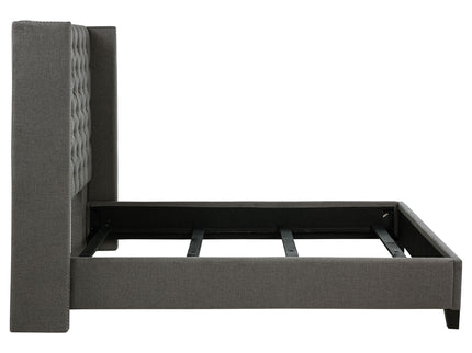 Lendra - Upholstered Wingback Bed With Tufted Headboard