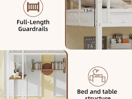 Bunk Bed With L-Shaped Desk And Dual Side Stairs