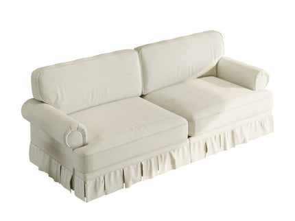 Luxuriously Comfortable Cloud Couch With Elegant Rolled Arms & Pleated Skirt Design