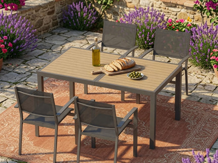 Rectangle Outdoor Patio Table With Slatted Top - Gray
