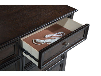 Berwick - 8 Drawer Dresser Cabinet With Felt Lined Drawers - Dark Oak