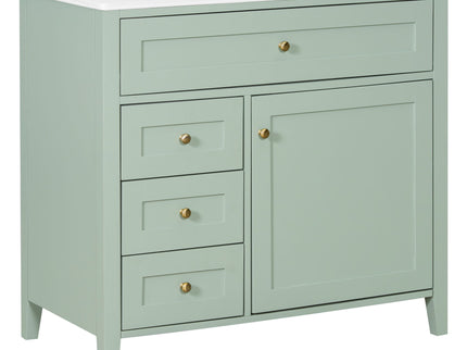 Bathroom Vanity With Sink, 3 Drawers & Cabinet With Adjustable Shelves