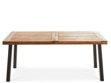 Della - Modern Industrial Dining Table With Acacia Wood Top - Teak