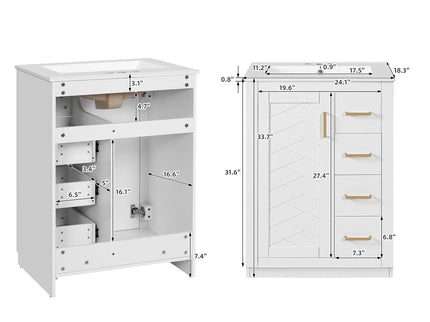 Modern Bathroom Vanity With 1 Door And 3 Drawers