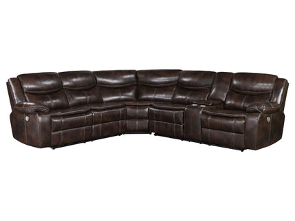 Mclean - Power Reclining Sectional Sofa With Storage Console - Dark Brown