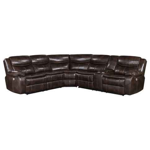 Mclean - Power Reclining Sectional Sofa With Storage Console - Dark Brown