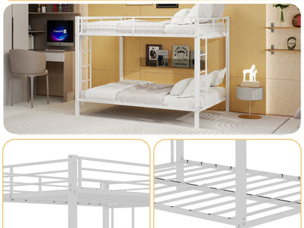 Bunk Bed For Kids, Convertible Frame With Ladders & Guardrail