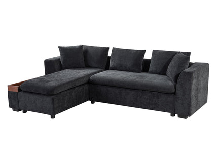 Modern L Shaped Sectional Sofa With Upholstery And Wooden Storage