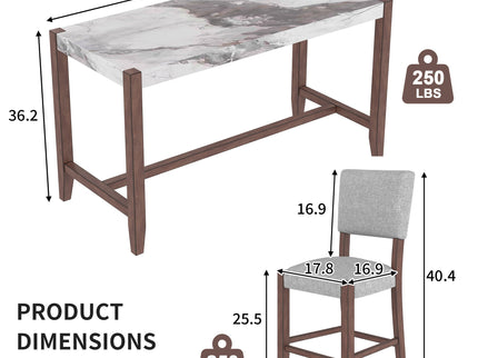 5 Piece Counter Height Dining Set With 4 Upholstered Chairs