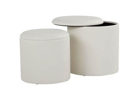 Maverick - Contemporary Nesting Ottoman Set With - Cream