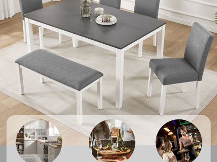 6 Piece Dining Table Set With Bench And Chairs