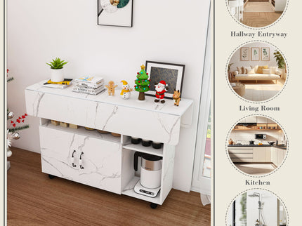 Multi Functional Folding Table With Storage Shelves And Wheels