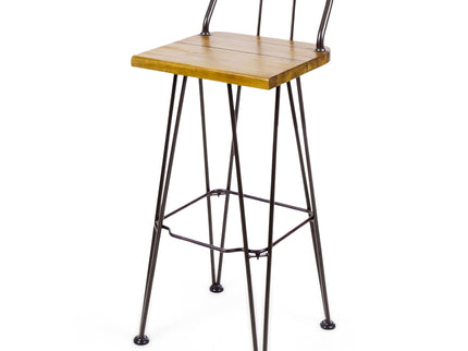 Outdoor Barstool With Angled Metal Legs - Brown